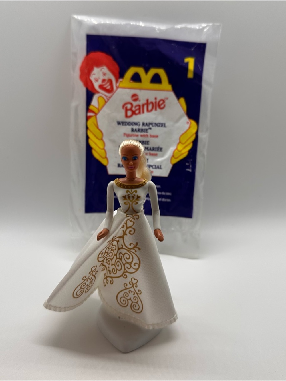 VTG Barbie Wedding Rapunzel Doll in White and Gold with Blond Hair